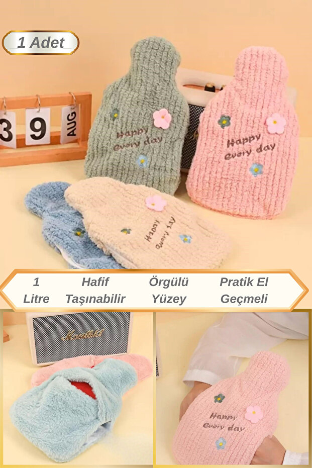 1 Litre Kompakt Tasarım Örgülü Yüzey El Geçmeli Sıcak Su Torbası - 1