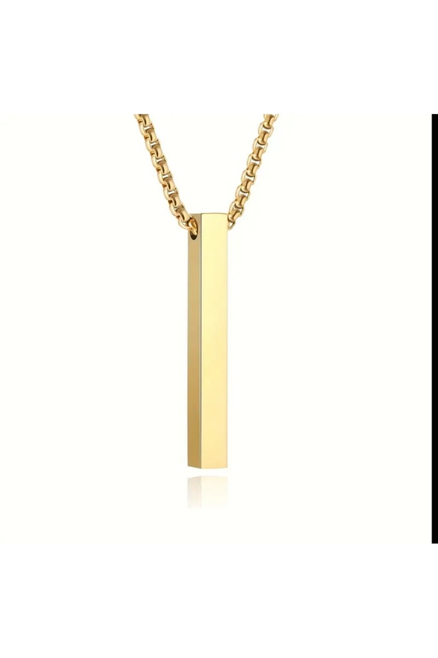 Yiwu Minimalist Stainless Steel Long Bar Necklace, Hip-Hop Geometric Style