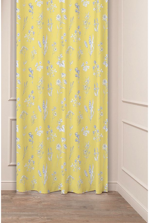 Çiçek Yaprak Bohem Sade Soft Pastel Desenli Özel Tasarım Dijital Baskılı (Tek Kanat) Şık Fon Perde - 1