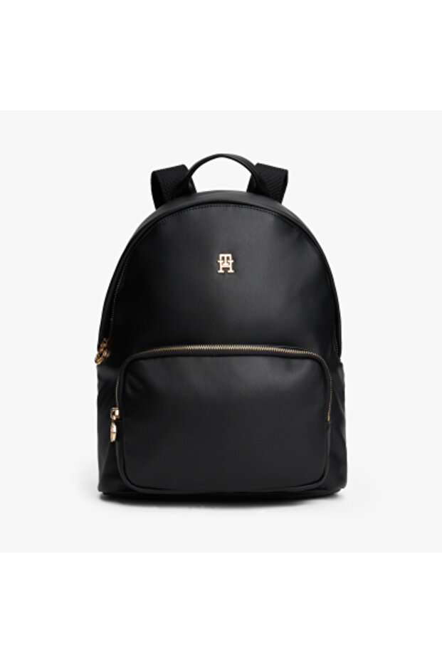 Women Black Popette Soft Dome Backpack - 1