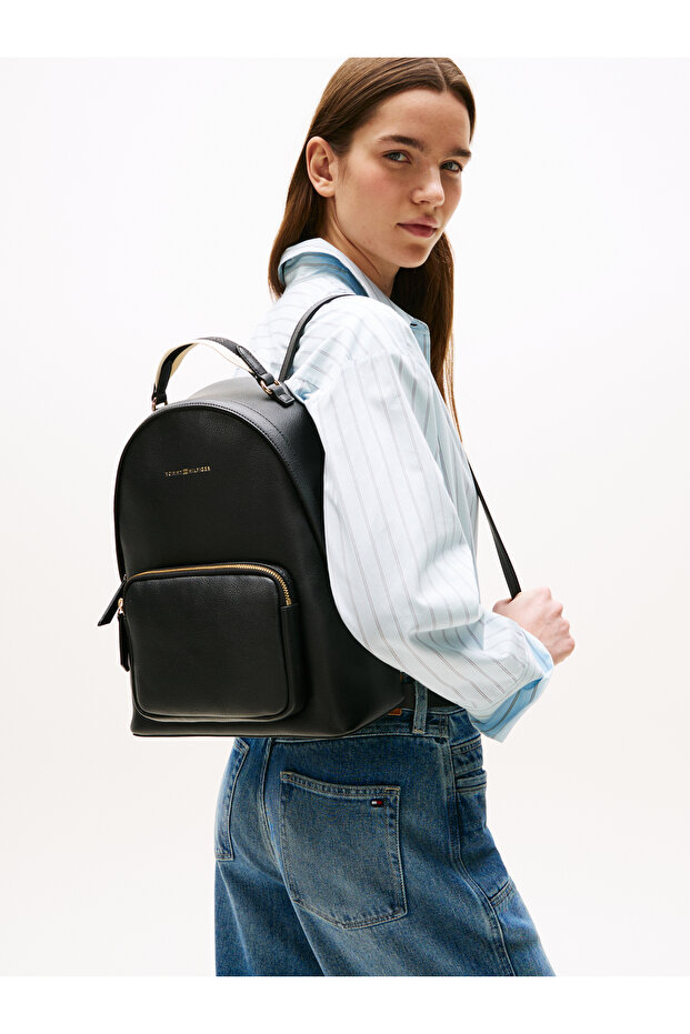 Tommy Hilfiger Women Black Logotape Backpack - 2