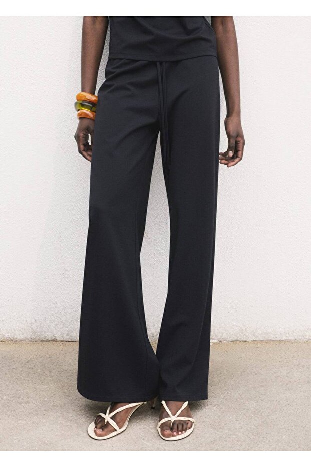 Wide leg elastik belli pantolon - 1