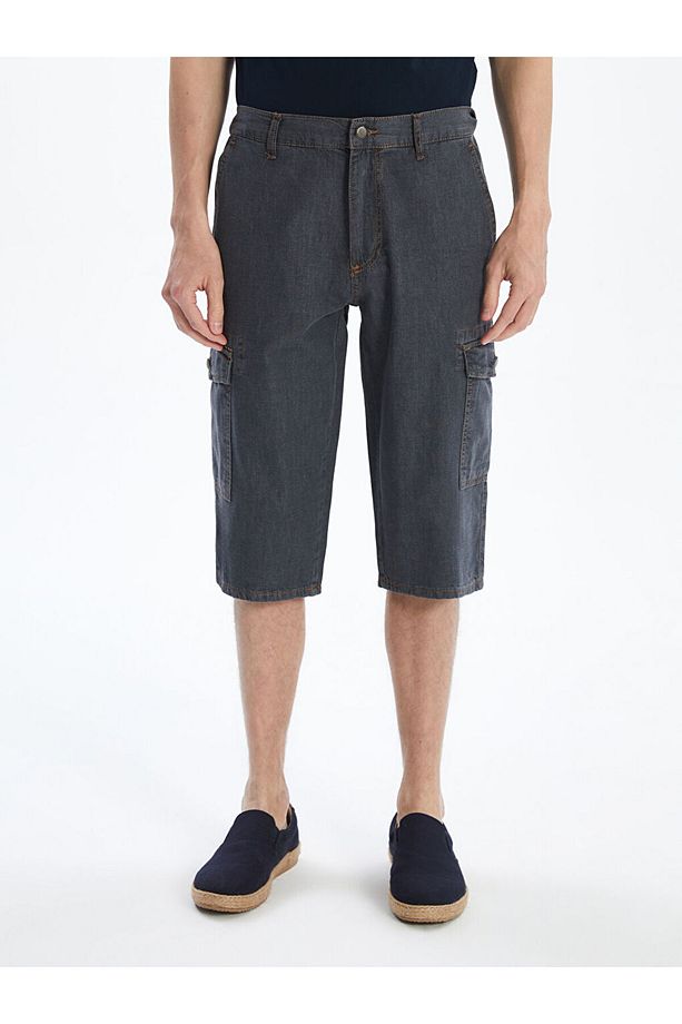 Jeans Gri Standart Kalıp Erkek Jean Şort - 2