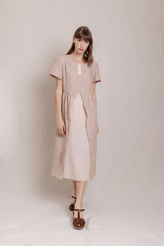 Short Sleeve Loose Linen Dress