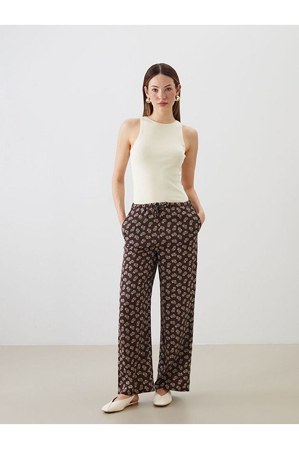LCW Beli Lastikli Desenli Kadın Pantolon Fast Moda - 2