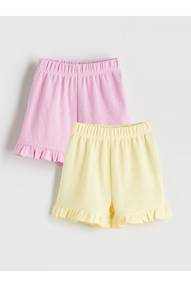 Beli Lastikli Basic Kız Bebek Şort 2'li - 1