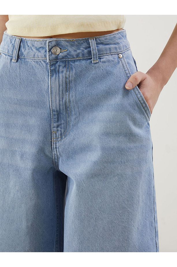 XSIDE Mavi Bermuda Fit Kadın Jean Şort - 3
