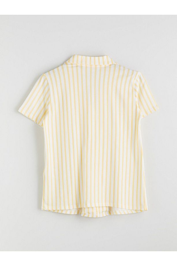 Gömlek Yaka Çizgili Hamile Şortlu Pijama Takımı - 7