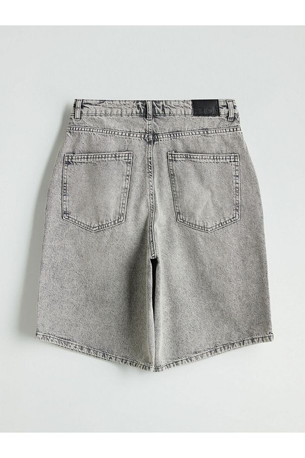 Xside Gri Bermuda Fit Kadın Jean Şort - 6