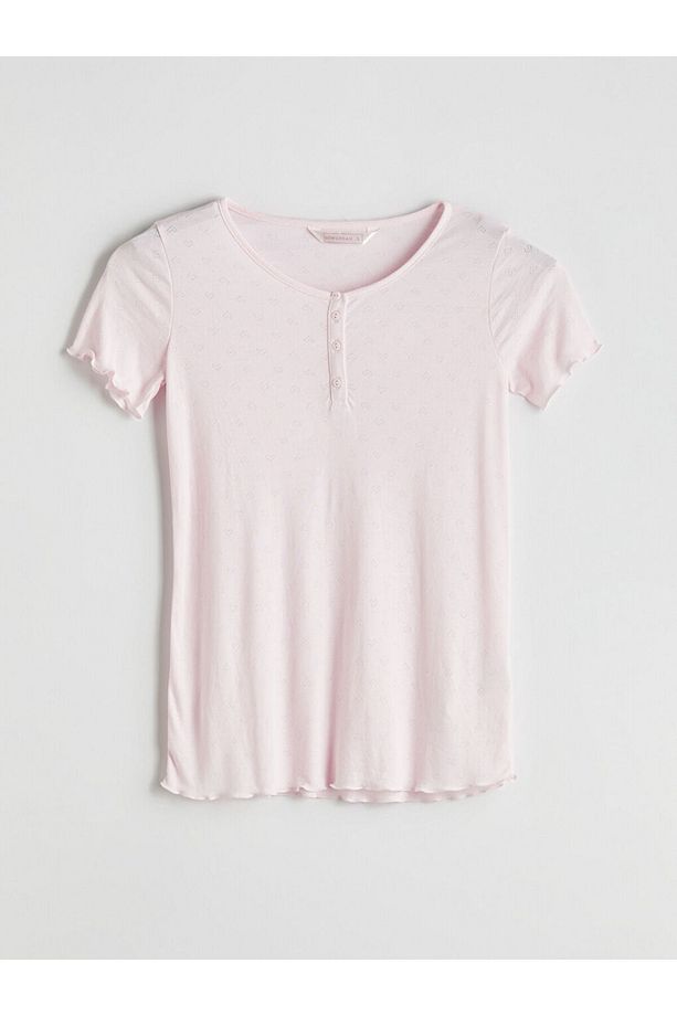 Bisiklet Yaka Kalp Desenli Hamile Şortlu Pijama Takımı - 6