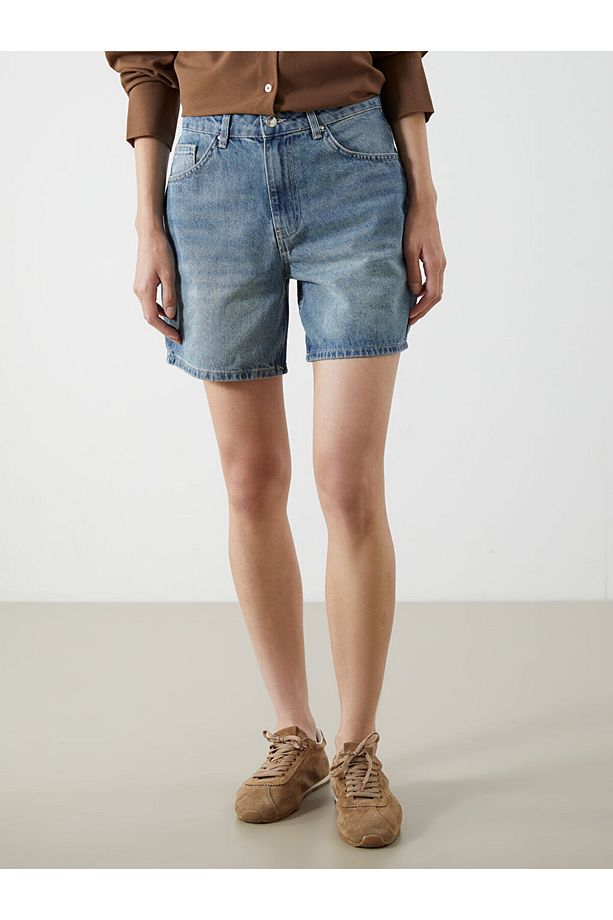 LCW Mom Fit Kadın Jean Şort - 2