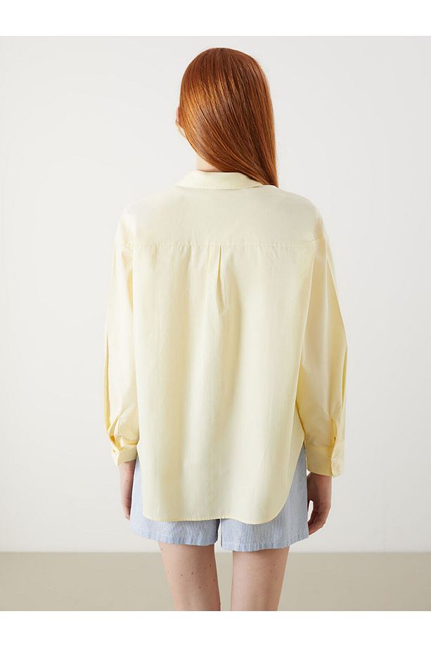 XSIDE Sari Oversize Poplin Kadın Gömlek - 4