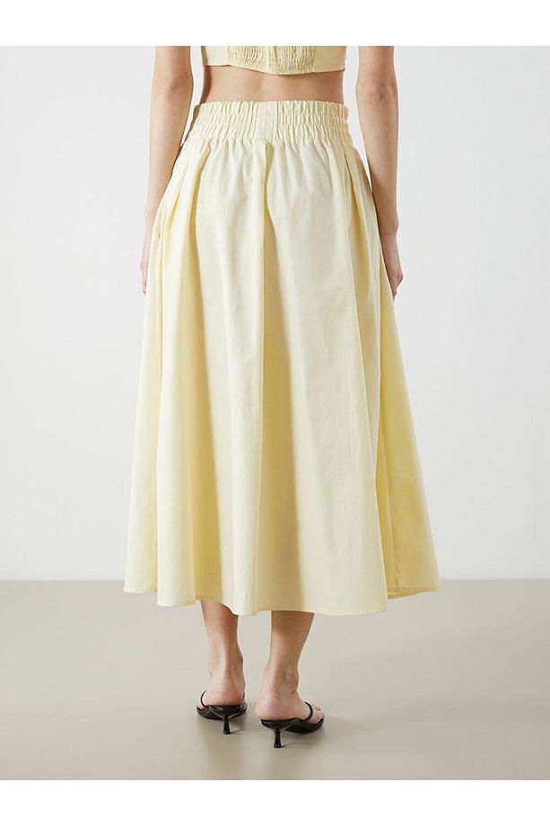 XSIDE Sari Beli Lastikli Poplin Etek - 4