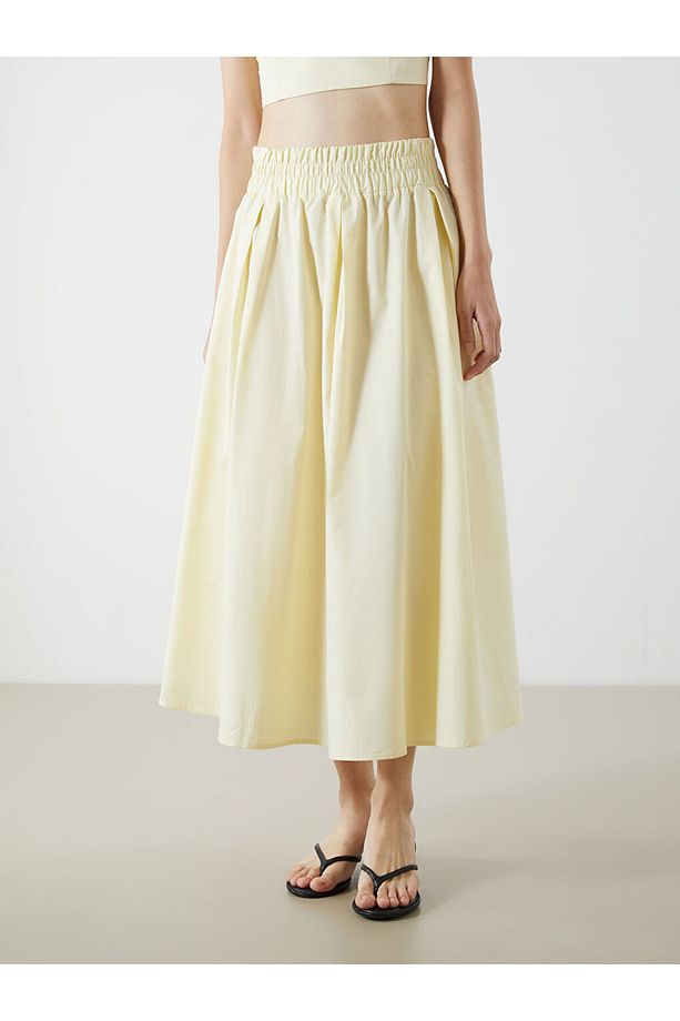 XSIDE Sari Beli Lastikli Poplin Etek - 2