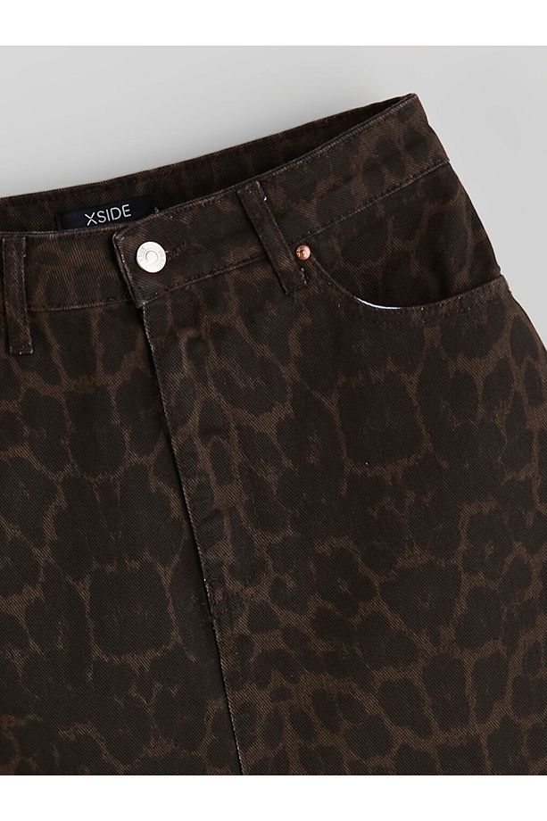 Dar Fit Leopar Desenli Mini Jean Etek - 2