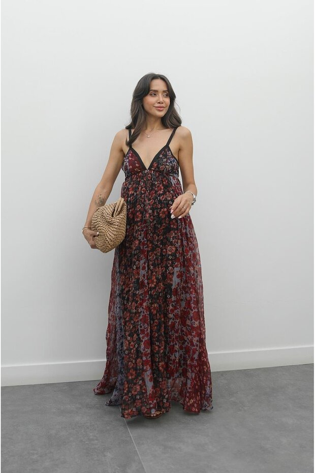 Colorful Floral Print Slim Strap Dress