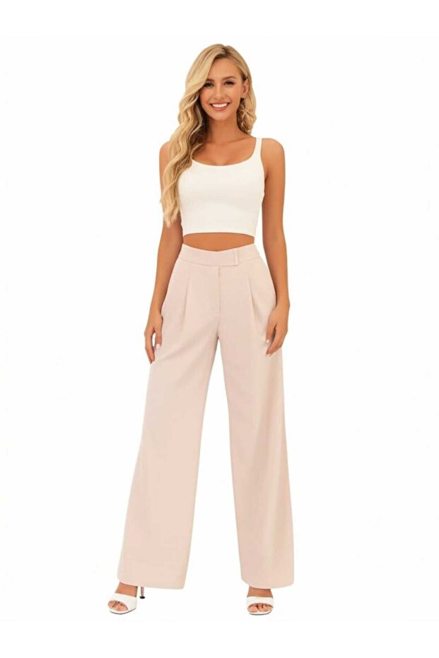 Women's Velcro Closure High Waist Lycra Palazzo Pants