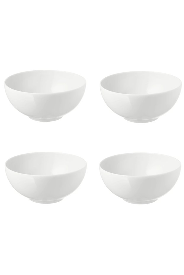4 Pieces White Bowl Diameter 16 cm Set of 4 Soup Salad Nut Bowl White Porcelain