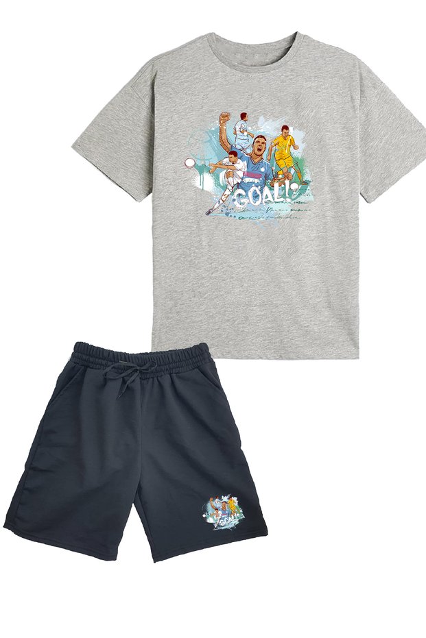 Set of 2 Printed Boys Cotton Shorts Tshirt Team Football 5 6 7 8 9 10 11 12 13 14 Years T-Shirt