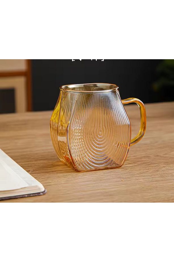 Borosilikat Cam Amber Salyangoz Desenli Bardak 6 Adet 300 ML - 5