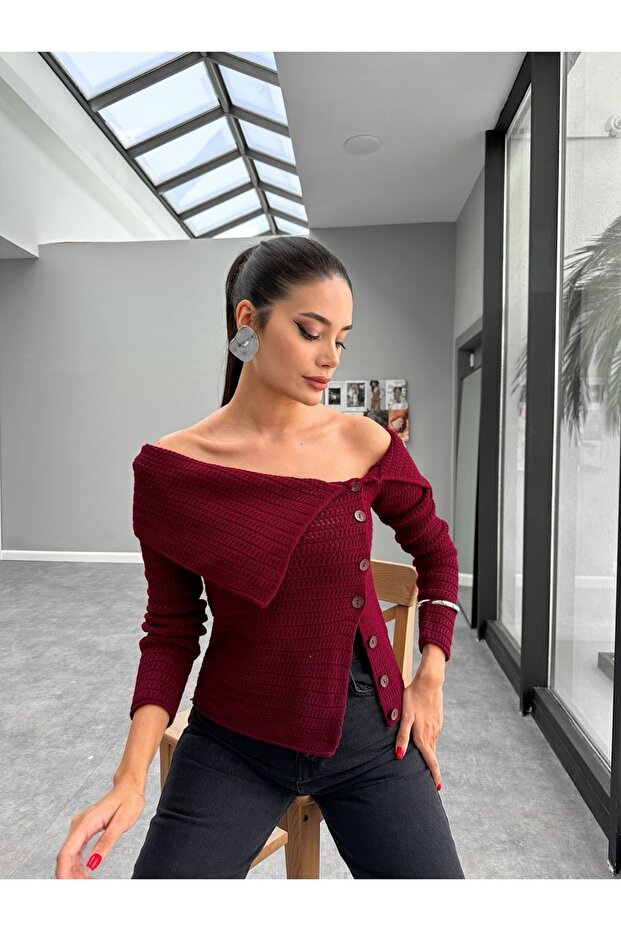 Плетен кардиган с лодка - 1