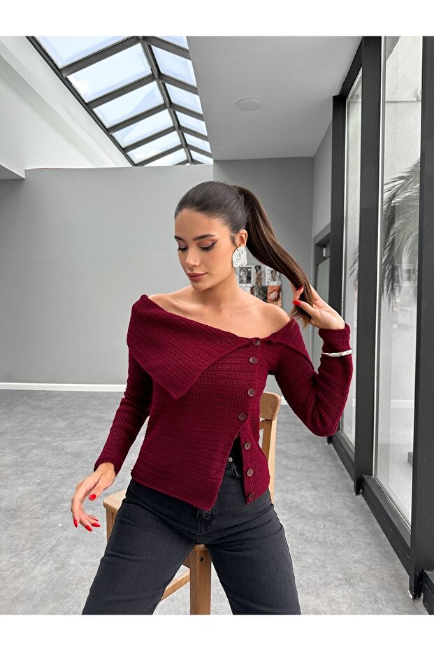 Плетен кардиган с лодка - 3