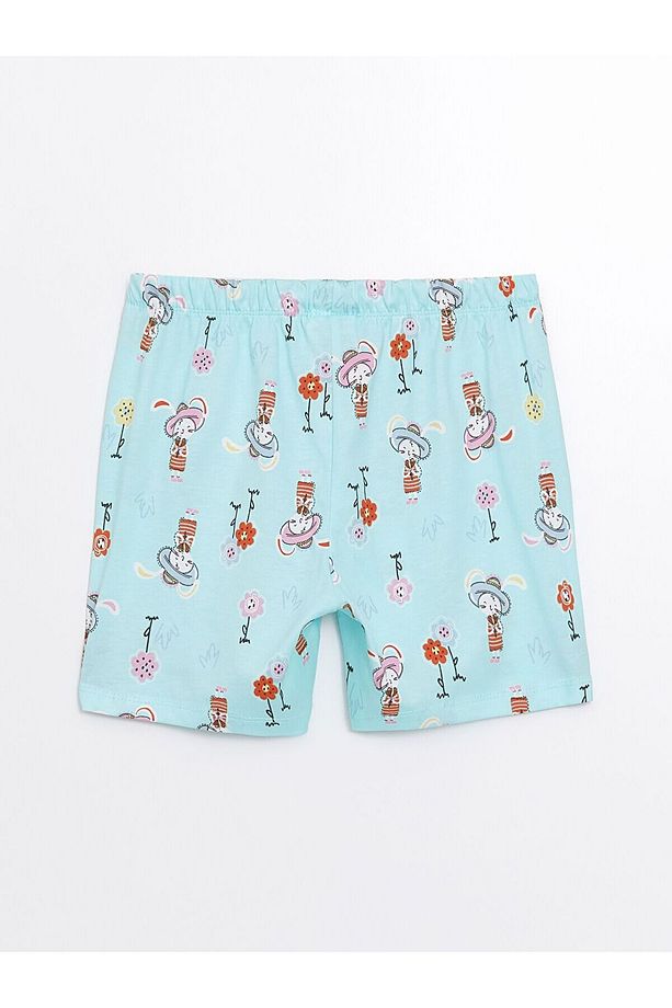 Beli Lastikli Baskılı Kız Çocuk Pijama Şort - 2