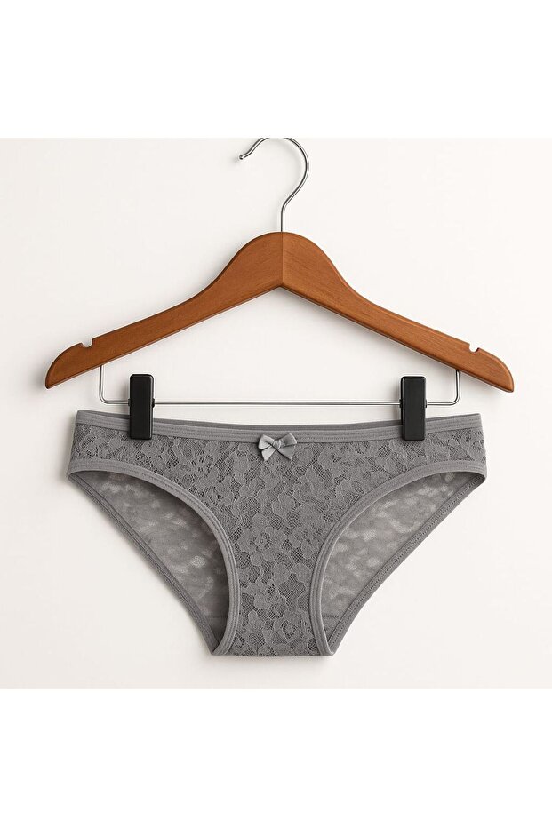 Gray Lace Women's Slip Panties