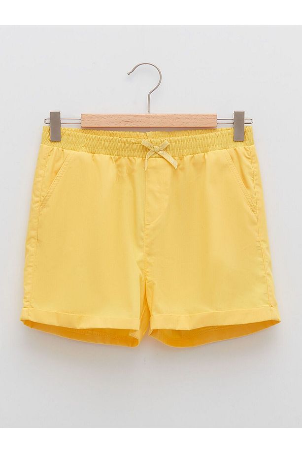 Beli Lastikli Basic Poplin Kız Çocuk Şort - 1