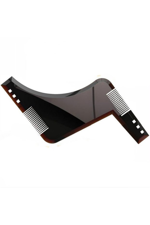 Beard contour comb, brown, beard shaping template