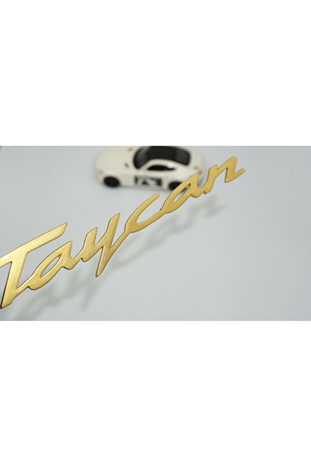 شعار Taycan Bagaj Gold Text Logo متوافق مع شعار Porsche
