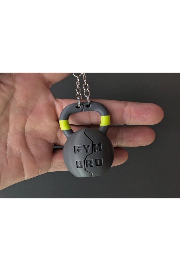 2-Piece Gym Bro Kettlebell Shaped Keychain