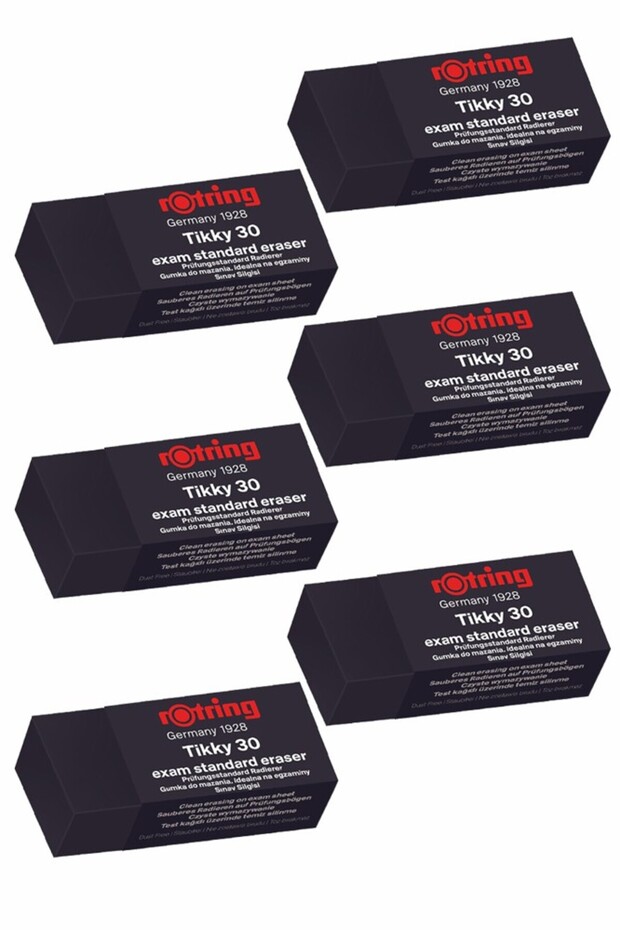 Medium Size Black Eraser 6 Pieces Exam Eraser Rotring Non-Marking Dust-Free Sigi Quality Original