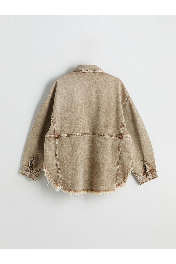 LCW Vision Gömlek Yaka Oversize Kadın Jean Ceket - 6