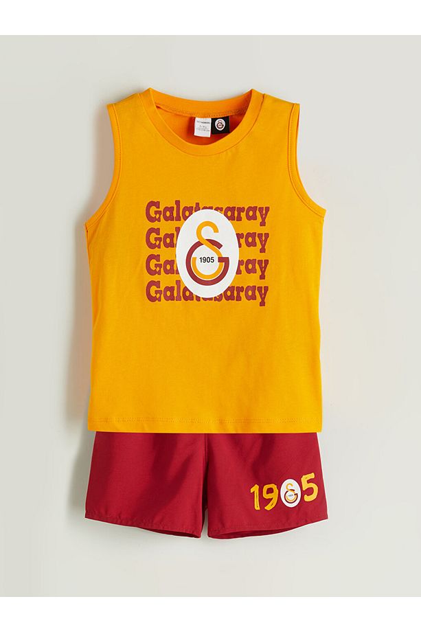 LCW Kids Sari Galatasaray Baskılı Erkek Çocuk Yüzme Üst ve Şort 2'li - 1