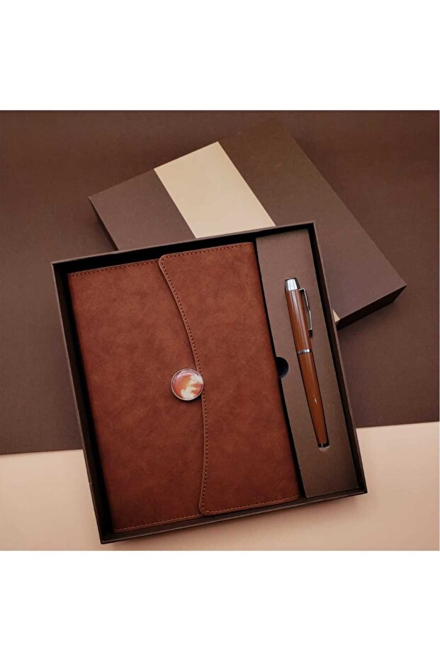 مجموعة هدايا دفتر ملاحظات جلدي مخصص من VIP Roller Pen، مجموعة مفكرة يومية مخططة، مجموعة مفكرة تذكارية