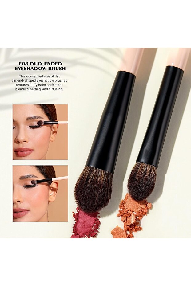 Travel Makeup Brushes Set 6-in-3 Double Sided Contour Brush Dual Ended Eyeshadow Brush T507 - 5