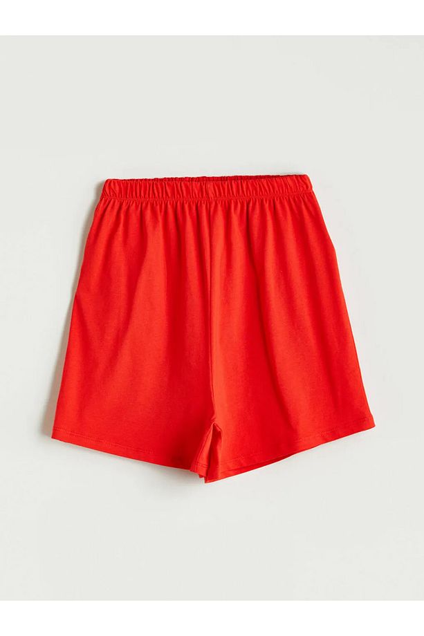 LCW Kids Ekru Bisiklet Yaka Kız Çocuk Şortlu Pijama Takımı - 3