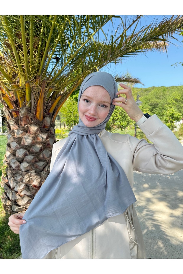 شال قطن جاز رمادي - 1