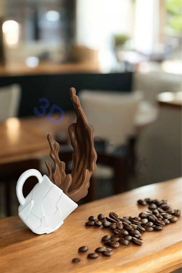Sıçrayan Dekoratif Dökülen Kahve Figürü - Kahve Köşesi - Coffee Corner 20cm - 1