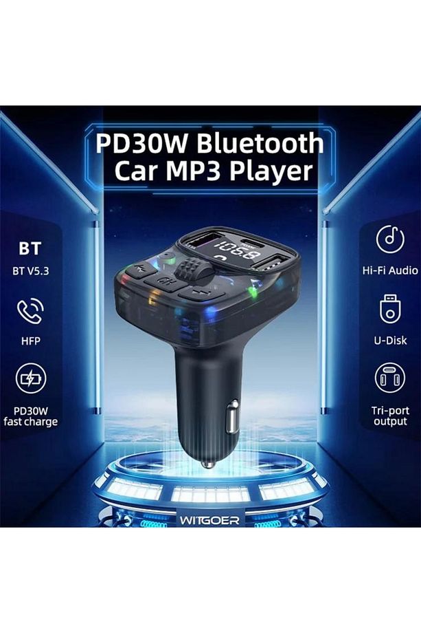 Bluetooth Fm Transmitter Araç Kiti C-56| 30w Hızlı Şarj, Oto Çakmaklık, Usb Type-c, Mp3 Çalar, Radyo - 2