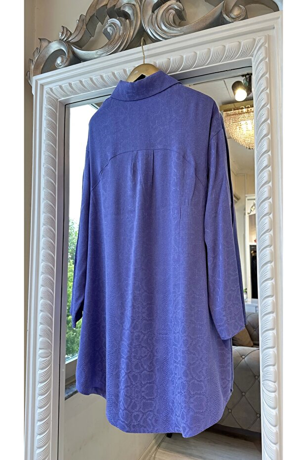 Desenli Gömlek - Mor - 5