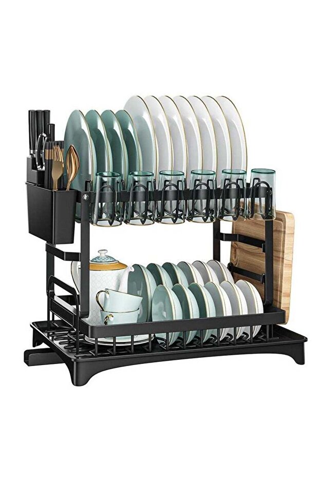 FoldDry Max – 2-Tier Foldable Dish Drying Rack with Space-Saving Design & Modern Utility