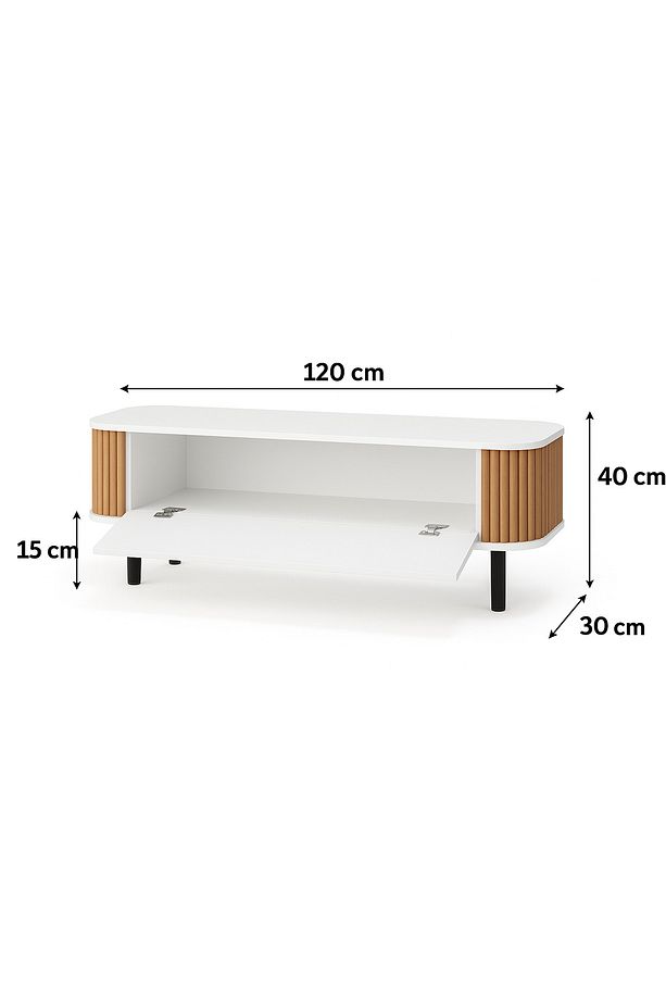 Linea Ovallı Çıtalı Şık ve Fonksiyonel Tasarım TV Ünitesi – 120 cm - 5
