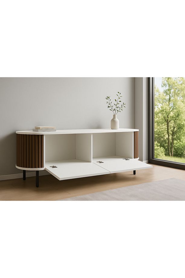 Linea Ovallı Çıtalı Şık ve Fonksiyonel Tasarım TV Ünitesi – 120 cm - 4
