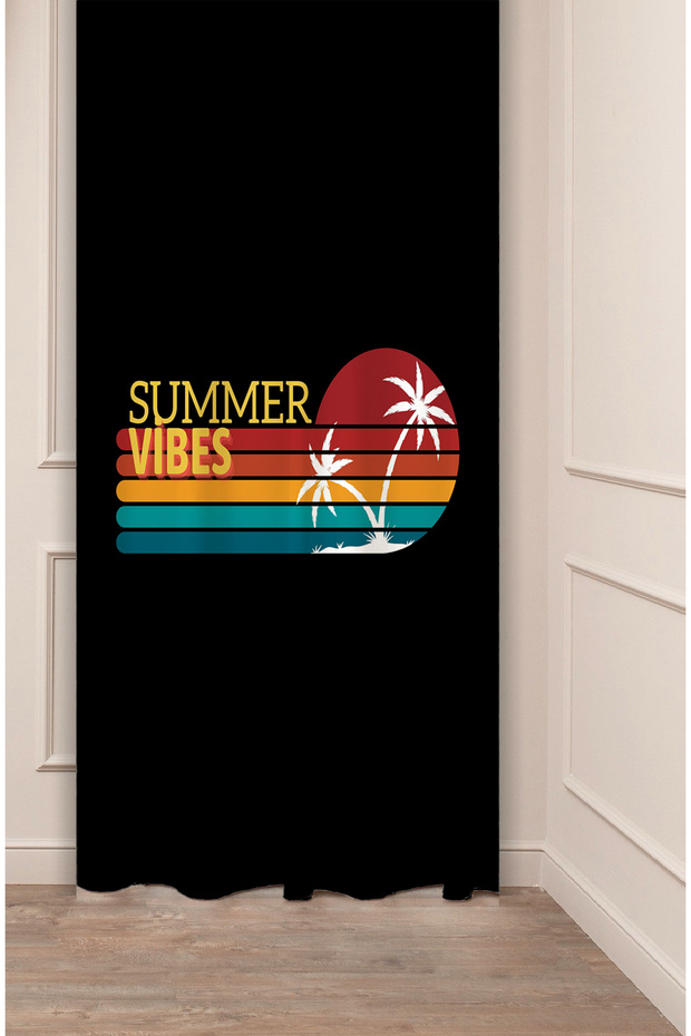 Summer Vibes Summer Palm Sun Pattern Special Design Digital Printed (Single Wing) Modern Stylish Background Curtain