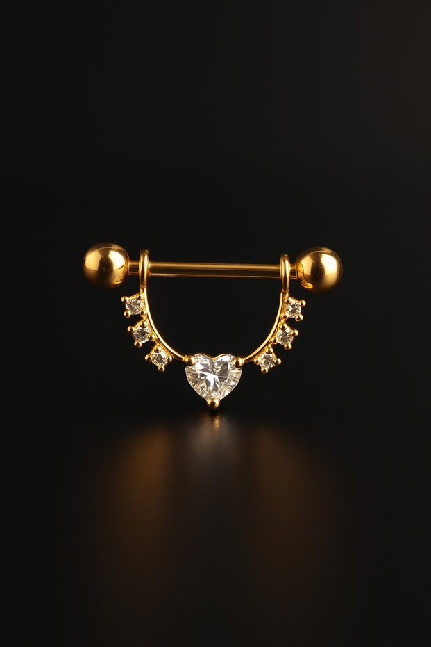 Kalp Çelik Göğsün Uçu (Nipple) Piercing