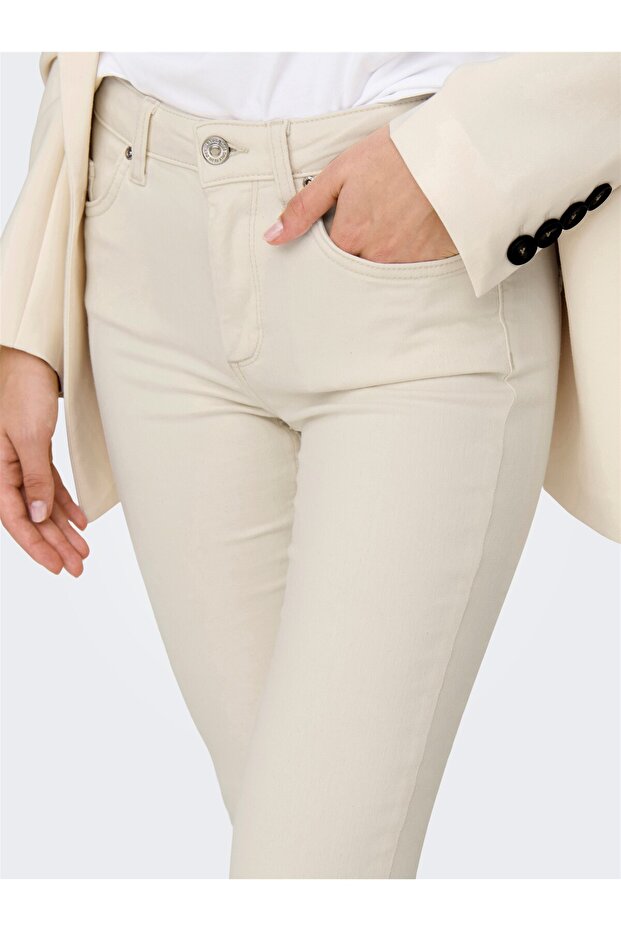 Onlblush Mid Skinny Dnm Dot019 Women's Beige Denim Trousers - 15337789
