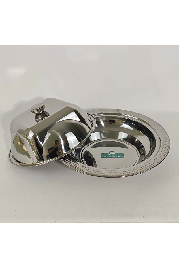 Multipurpose Polished Stainless Steel Round Serving Tray with Dome Lid
