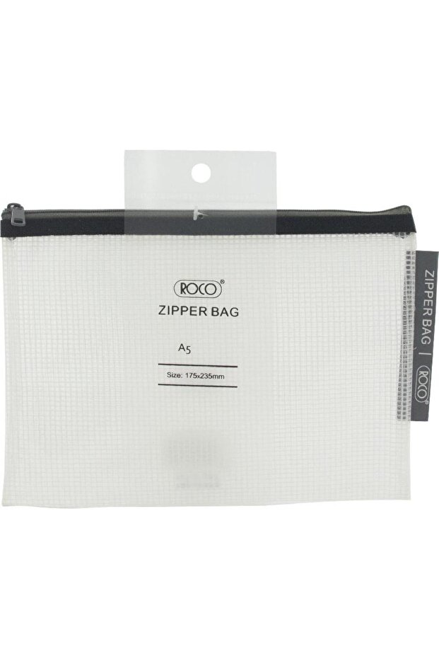 حقيبة مستندات A5 - فتحة تحميل علوية، شفافة مع لمسة سوداء - 1